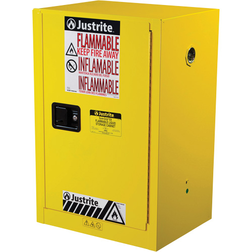 Justrite 891200 Armoire de s&eacute;curit&eacute; compacte pour produits inflammables EX Sure-Grip, 12 gal., 1 Porte(s), 23,25" La x 35" h x 18" p