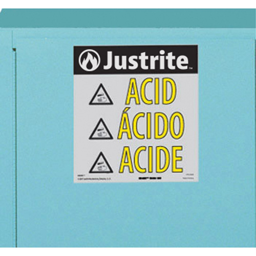 Justrite 8923022 Armoires de s&eacute;curit&eacute; pour acides & produits corrosifs avec doublure ChemCor, 22 gal., 35" x 35" x 22"