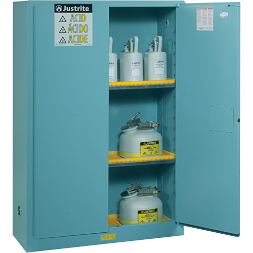 Justrite 894502 Armoires de s&eacute;curit&eacute; Sure-Grip Ex pour acides/produits corrosifs, 45 gal., 43" x 65" x 18"