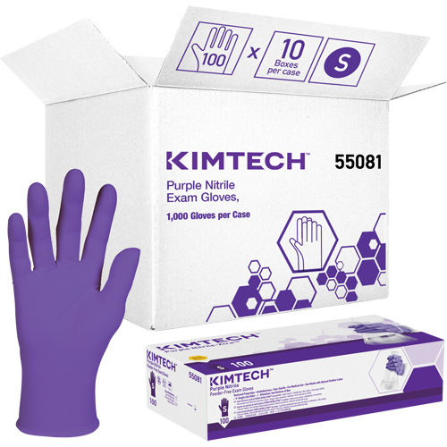 Ansell 55081 Kimtech Examination Gloves, Small, Nitrile, 6-mil, Powder-Free, Purple, Class 2