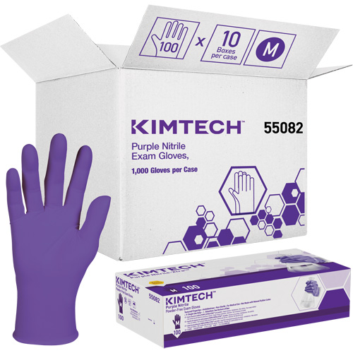 Ansell 55082 Kimtech Examination Gloves, Medium, Nitrile, 6-mil, Powder-Free, Purple, Class 2