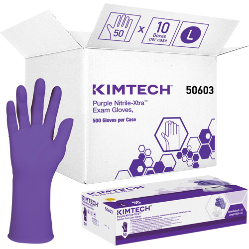 Ansell 50603 Kimtech Examination Gloves, Large, Nitrile, 6-mil, Powder-Free, Purple, Class 2