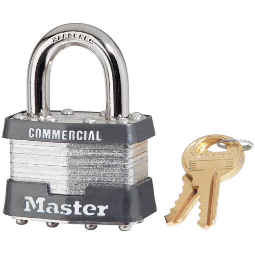 Master Lock 1KA-2402 Laminated Padlock, Silver, Keyed Alike, Laminated Steel, 1-3/4" Width