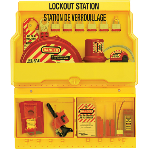 Master Lock S1900VE1106FRC Deluxe Lockout Stations, Aluminum Padlocks, 32 Padlock Capacity, Padlocks Included