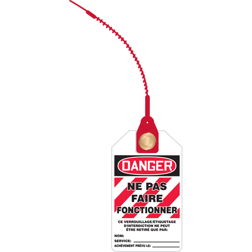 Accuform Signs TAK634 Loop 'N Lock Lockout tag, Plastic, 3-3/8" W x 5-7/8" H, French