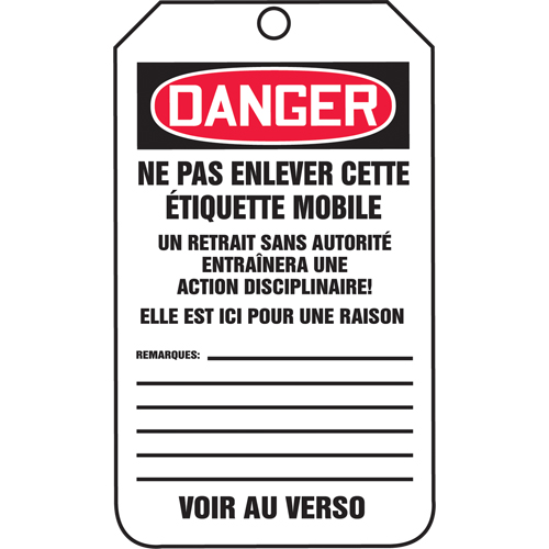 Accuform Signs FRTAR121 Tags By-The-Roll Lockout Tags, Cardstock, 3" W x 6-1/4" H, French