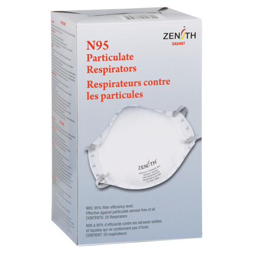 Produits de sécurité Zenith SAS497 Respirateur contre les particules, N95, Certifi&eacute; NIOSH, Moyen/grand