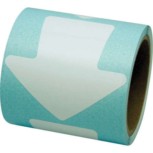 Incom Top Tape & Label VA400W D&eacute;calcomanie en couleur pour le marquage des planchers, Fl&egrave;che, 4" lo x 4" la, Blanc, Vinyle