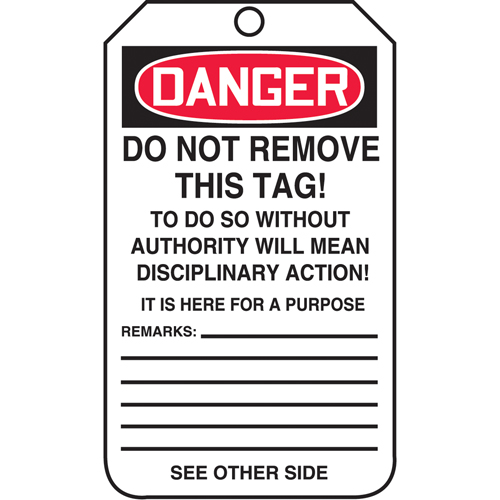 Accuform NMC TAR423 Tags By-The-Roll Safety Tags, Cardstock, 3" W x 6-1/4" H, English