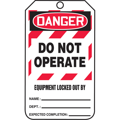 Accuform Signs MLT409CTP Lockout Tags, Cardstock, 3-1/8" W x 5-7/8" H, English