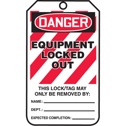 Accuform NMC MLT410PTM Lockout Tags, Plastic, 3-3/8" W x 5-7/8" H, English