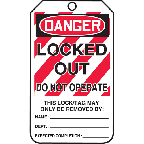 Accuform Signs MLT407CTP Lockout Tags, Cardstock, 3-1/8" W x 5-7/8" H, English