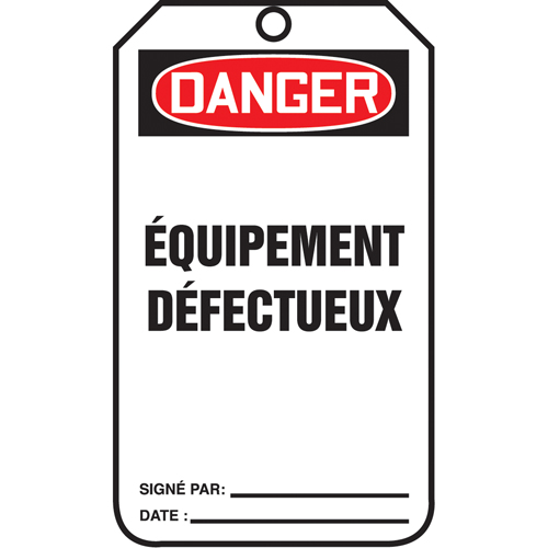 Accuform Signs TCF014PTM Lockout Tags, Plastic, 3-3/8" W x 5-7/8" H, French