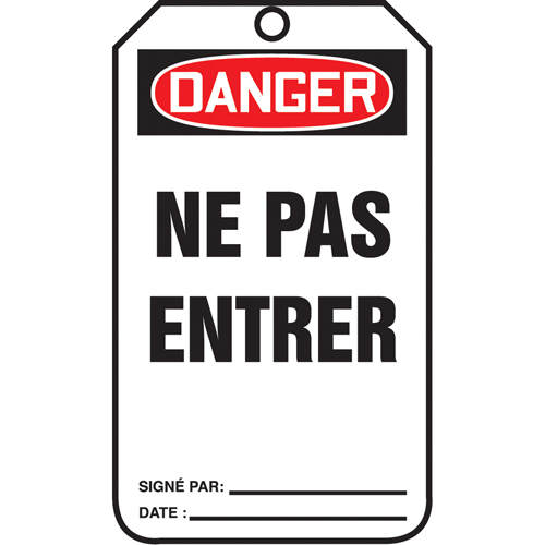 Accuform Signs TCF016PTM Safety Tags, Plastic, 3-3/8" W x 5-7/8" H, French