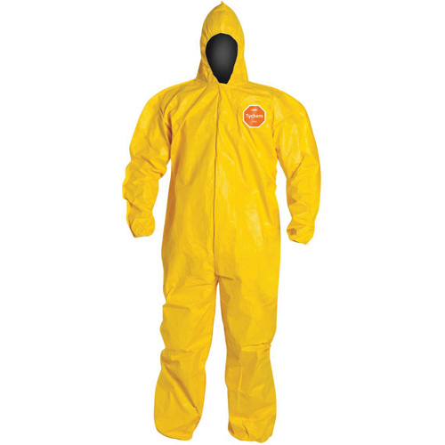 Dupont Personal Protection QC127B-L Hooded Coveralls, Tychem&reg; 2000, Large, Yellow