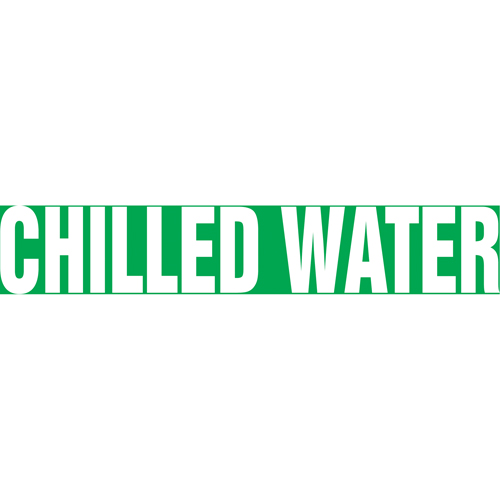 Accuform Signs RPK199SSB "Chilled Water" Pipe Marker, Self-Adhesive, 1-1/2" H x 8" W, White on Green