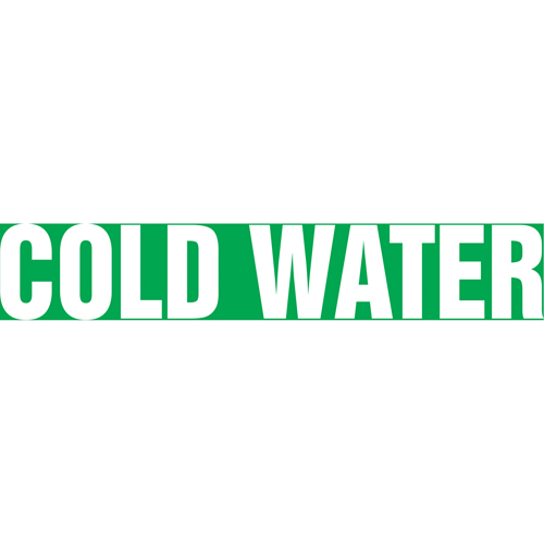 Accuform Signs RPK217SSD "Cold Water" Pipe Markers, Self-Adhesive, 2-1/2" H x 12" W, White on Green
