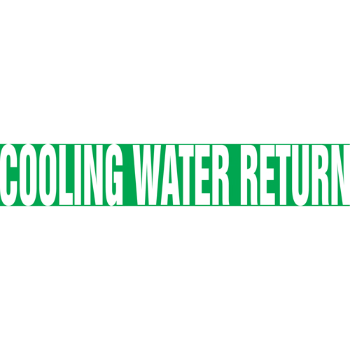 Accuform NMC RPK249SSD "Cooling Water Return" Pipe Markers, Self-Adhesive, 2-1/2" H x 12" W, White on Green