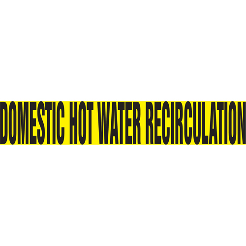 Accuform NMC RPK281SSA Marqueur de tuyau "Domestic Hot Water Recirculation", Autocollant, 1" h x 8" la, Noir sur jaune