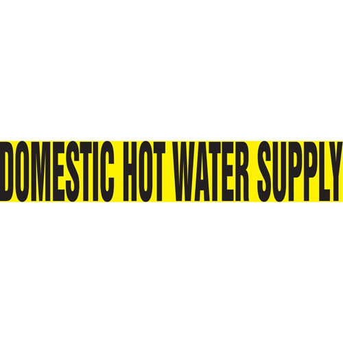 Accuform NMC RPK289SSD "Domestic Hot Water Supply" Pipe Markers, Self-Adhesive, 2-1/2" H x 12" W, Black on Yellow