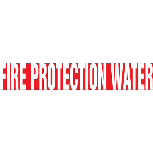 Accuform Signs RPK323SSB "Fire Protection Water" Pipe Marker, Self-Adhesive, 1-1/2" H x 8" W, White on Red