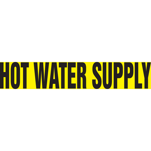 Accuform NMC RPK431SSA Marqueur de tuyau "Hot Water Supply", Autocollant, 1" h x 8" la, Noir sur jaune