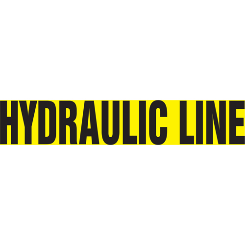 Accuform Signs RPK439SSB "Hydraulic Line" Pipe Marker, Self-Adhesive, 1-1/2" H x 8" W, Black on Yellow