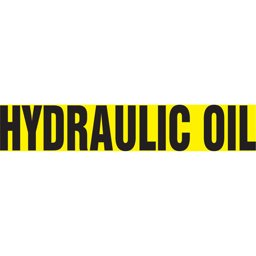 Accuform NMC RPK443SSB "Hydraulic Oil" Pipe Marker, Self-Adhesive, 1-1/2" H x 8" W, Black on Yellow
