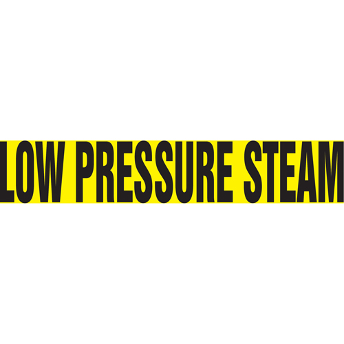 Accuform NMC RPK499SSB "Low Pressure Steam" Pipe Marker, Self-Adhesive, 1-1/2" H x 8" W, Black on Yellow