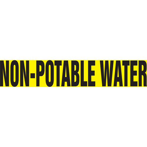 Accuform NMC RPK541SSB "Non-Potable" Pipe Marker, Self-Adhesive, 1-1/2" H x 8" W, Black on Yellow