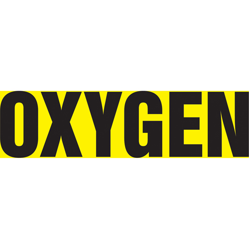 Accuform NMC RPK551SSA "Oxygen" Pipe Marker, Self-Adhesive, 1" H x 8" W, Black on Yellow