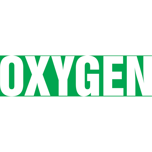 Accuform NMC RPK553SSA "Oxygen" Pipe Marker, Self-Adhesive, 1" H x 8" W, White on Green
