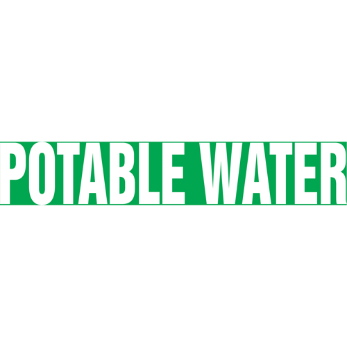 Accuform Signs RPK575SSB "Potable Water" Pipe Marker, Self-Adhesive, 1-1/2" H x 8" W, White on Green