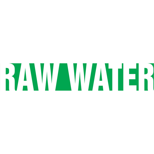Accuform NMC RPK597SSA Marqueur de tuyau "Raw Water", Autocollant, 1" h x 8" la, Blanc/vert