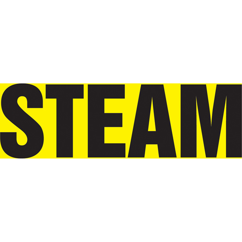 Accuform NMC RPK667SSH "Steam" Pipe Markers, Self-Adhesive, 4" H x 24" W, Black on Yellow