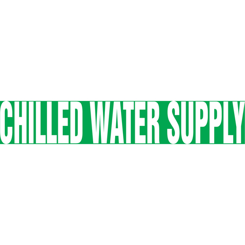 Accuform NMC RPK203STC Snap Tite "Chilled Water Supply" Pipe Marker, Snap-On, 14" H x 12" W, White on Green