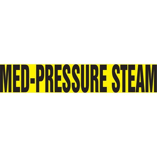 Accuform NMC RPK515STB Snap Tite "Med-Presure Steam" Pipe Marker, Snap-On, 9" H x 8" W, Black on Yellow
