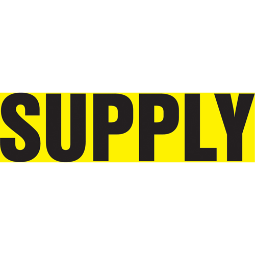 Accuform NMC RPK689SSH "Supply" Pipe Marker, Self-Adhesive, 4" H x 24" W, Black on Yellow