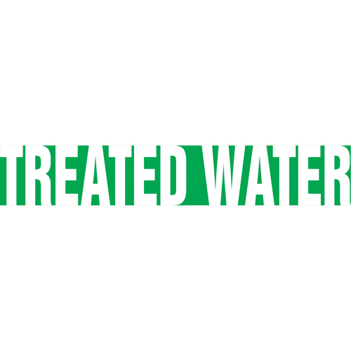 Accuform Signs RPK711SSA Marqueur de tuyau "Treated Water", Autocollant, 1" h x 8" la, Blanc/vert