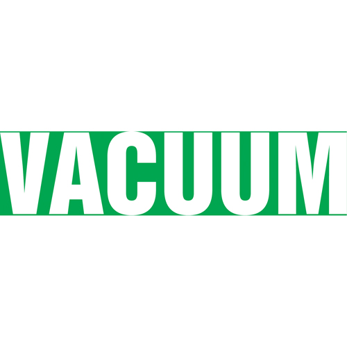 Accuform NMC RPK719SSH "Vacuum" Pipe Markers, Self-Adhesive, 4" H x 24" W, White on Green