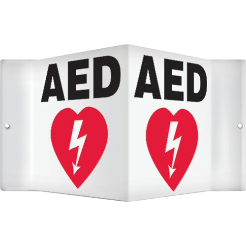 Accuform Signs PSP609 "AED" Projection Sign, 6" x 8-1/2", Plastic, English with Pictogram