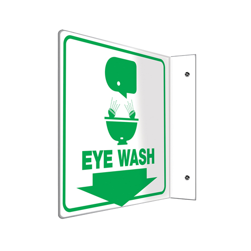 Accuform NMC PSP702 Enseigne Projection  Eye Wash , 8" x 8", Plastique, Anglais avec pictogramme