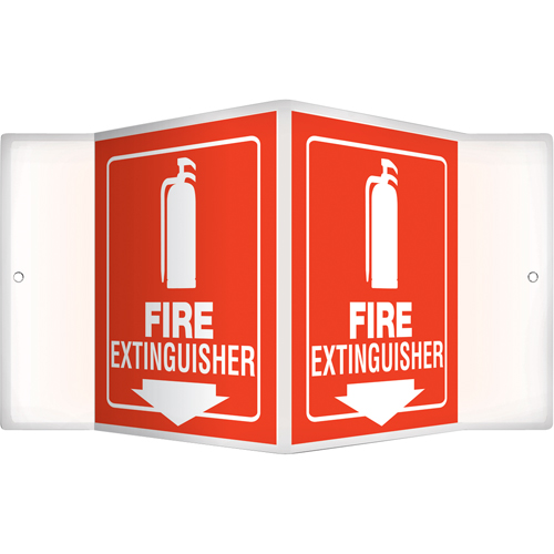 Accuform NMC PSP618 Enseigne Projection  Fire Extinguisher , 6" x 5", Plastique, Anglais avec pictogramme