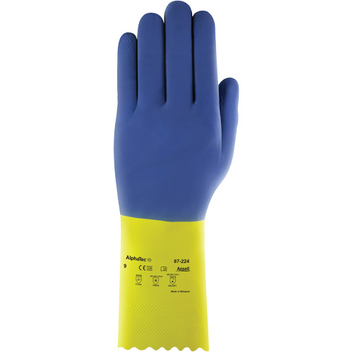 Ansell 22411090 AlphaTec&reg; 87-224 Medium-Duty Gloves, Size 9, 13" L, Neoprene/Rubber Latex, Cotton Inner Lining, 27-mil
