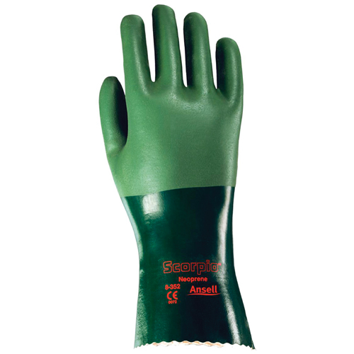 Ansell 835411090 Scorpio&reg; 8-354 Gloves, Size Large/9, 14" L, Neoprene, Interlock Inner Lining, 55-mil