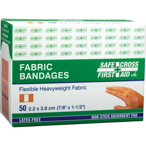 Safecross 03569 Bandages, Rectangular/Square, 1-1/2", Fabric, Non-Sterile