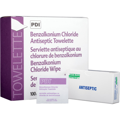 Safecross 02619 Lingettes antiseptiques au chlorure de benzalkonium, Serviette, Antiseptique