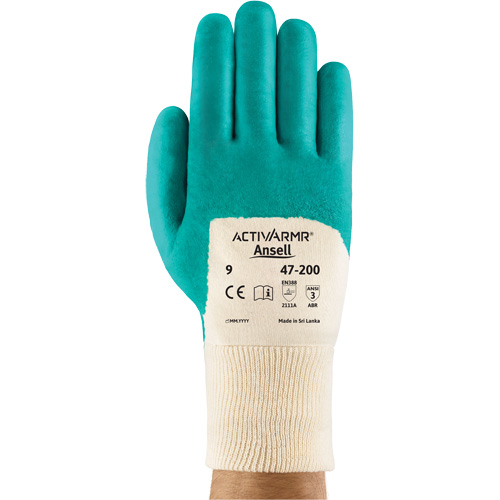 Ansell 4720011100 ActivArmr&reg; 47-200 Coated Gloves, 10, Nitrile Coating, Cotton Shell