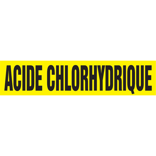 Accuform NMC CRPK451SSB "Acide Chlorhydrique" Pipe Marker, Self-Adhesive, 1-1/2" H x 8" W, Black on Yellow