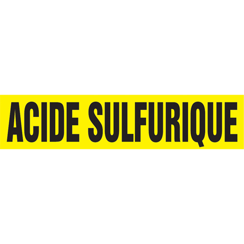 Accuform NMC CRPK685SSA Marqueur de tuyau "Acide Sulfurique", Autocollant, 1" h x 8" la, Noir sur jaune